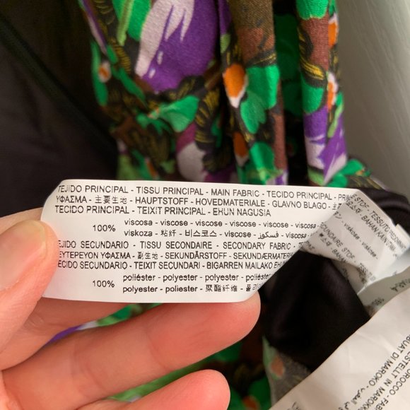 Zara Women's Floral Faux Wrap Long Sleeve Green Purple Draped Bodysuit Size S - Picture 11 of 13